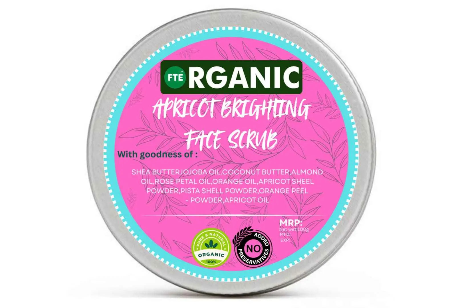 FTE Organic Apricot face scrub - FTEOrganic.com