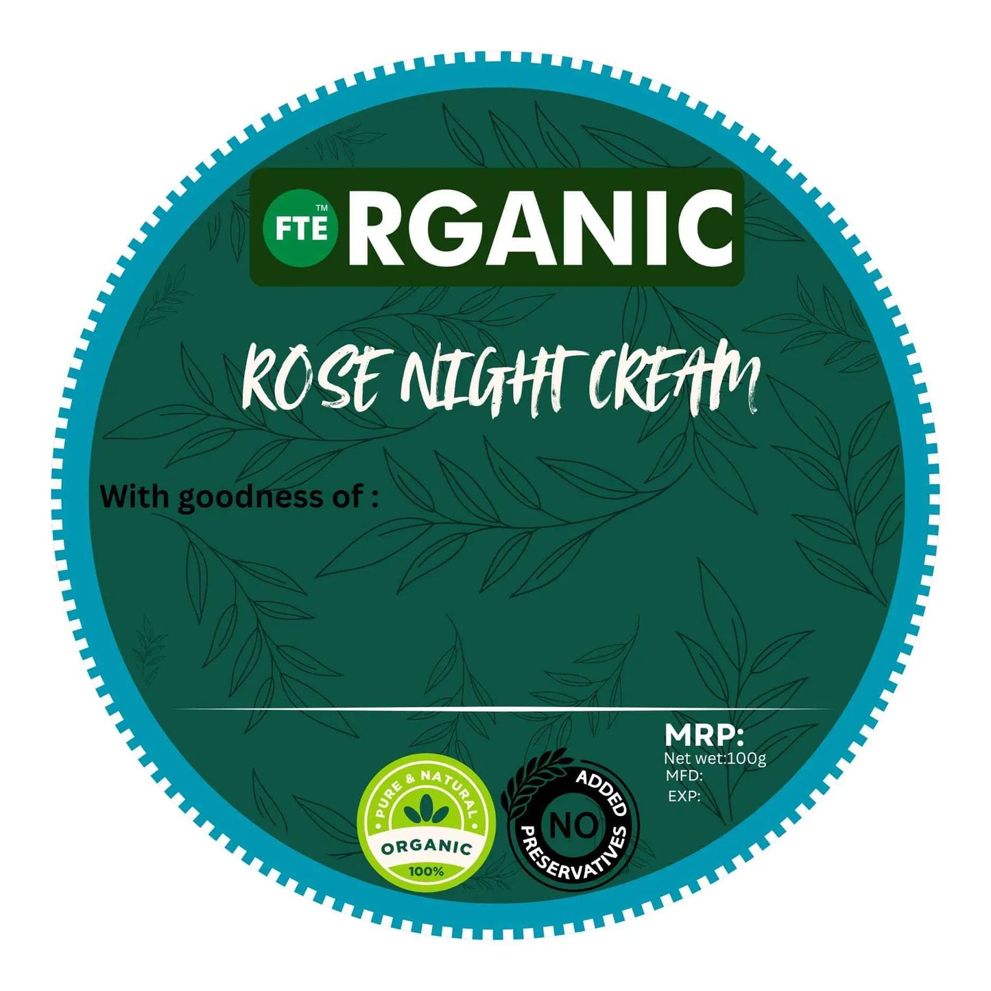 FTE Organic Rose Night cream - FTEOrganic.com